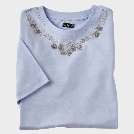 Tee-shirt broderie et strass