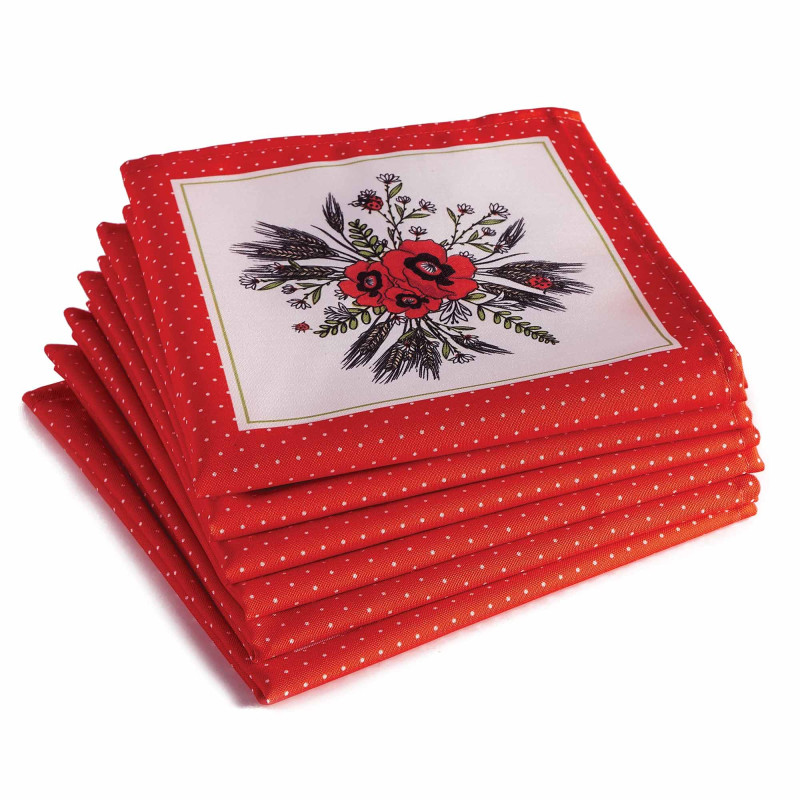 Les 6 serviettes coquelicots