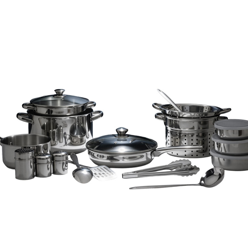 Batterie de cuisine inox 18 pièces