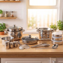 Batterie de cuisine inox 18 pièces
