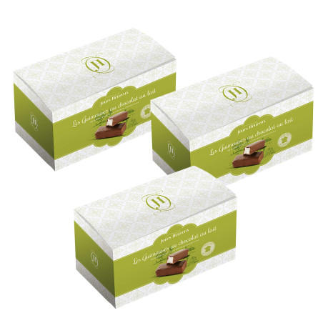 Les 3 boîtes de guimauves au chocolat au lait