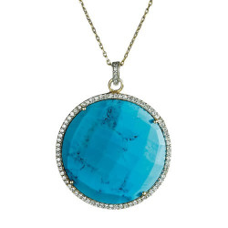 Pendentif turquoise & cristaux