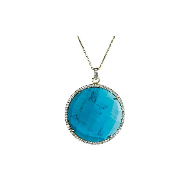 Pendentif turquoise & cristaux
