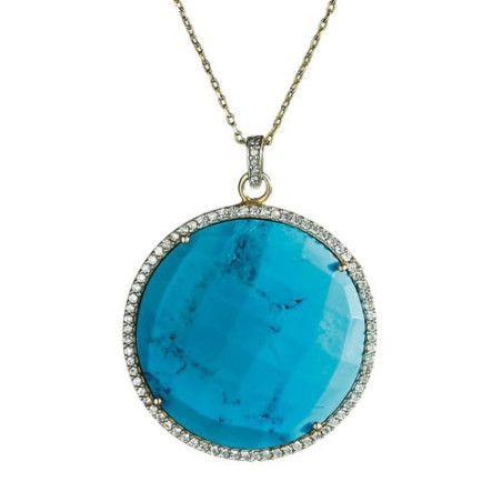 Pendentif turquoise & cristaux