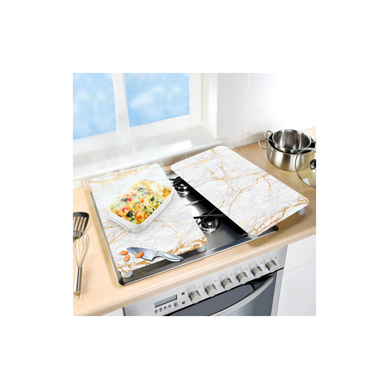 LES 2 PROTÈGE-PLAQUES "MARBRE OR"