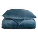 Jeté de lit et 2 taies bleu encre Caresse BlanClarence®