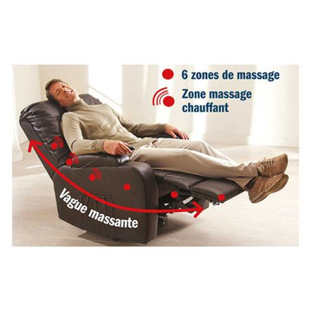 FAUTEUIL-RELEVEUR MASSANT/CHAUFFANT CUIR