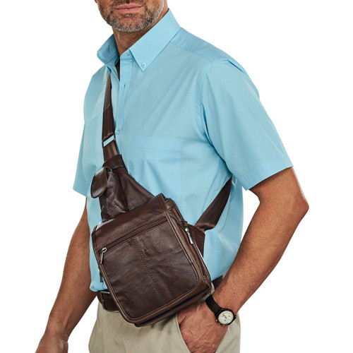 Sacoche holster cuir synthétique sac de poitrine à bandoulière homme