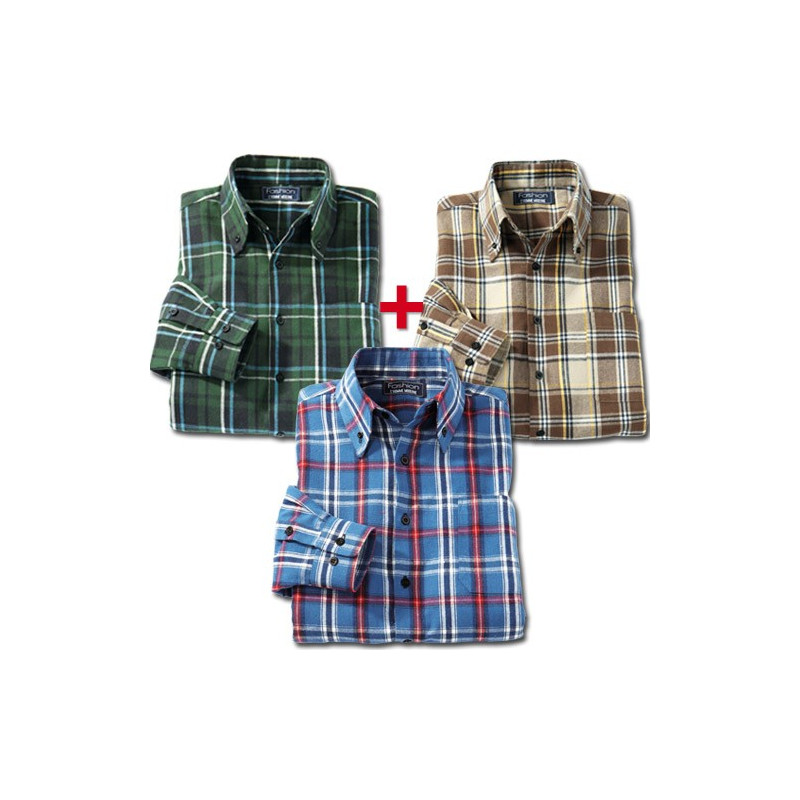 LOT DE 3 CHEMISES FLANELLE