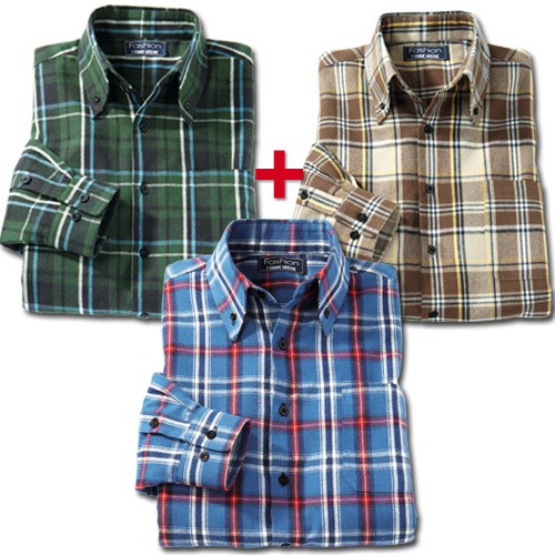 LOT DE 3 CHEMISES FLANELLE