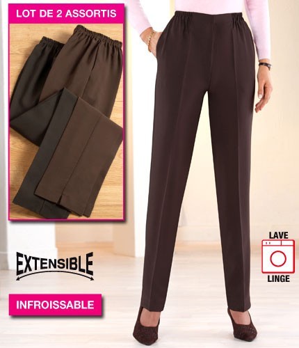 LES 2 PANTALONS EXTENSIBLES INFROISSABLES