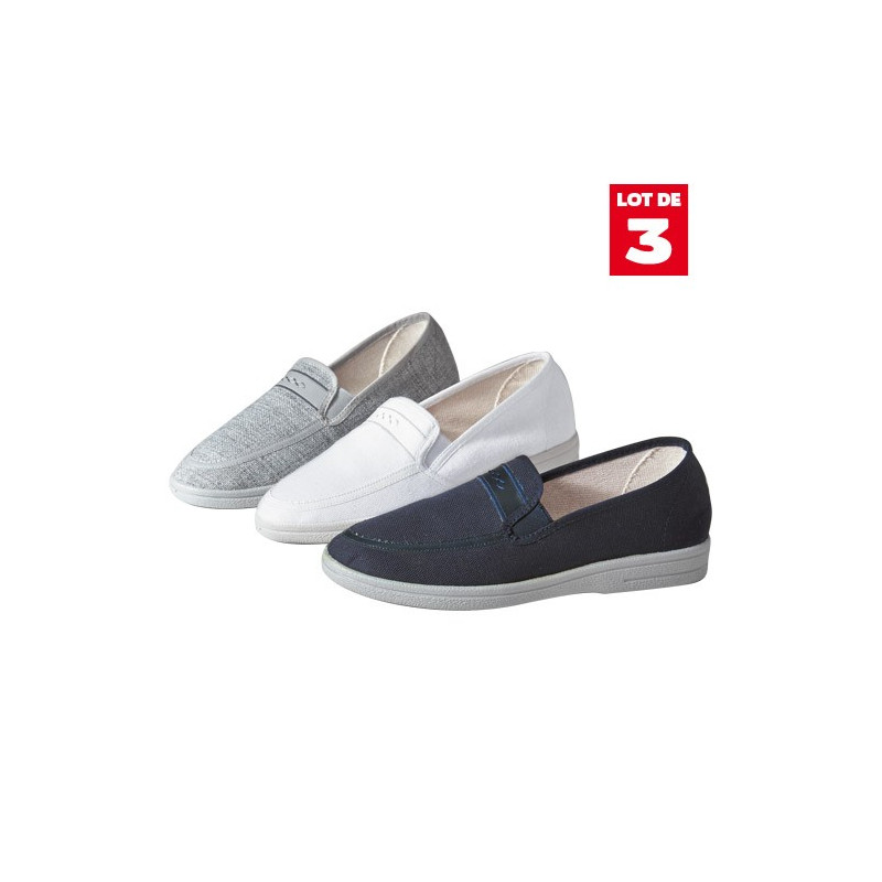 LES 3 PAIRES DE CHAUSSURES TOILE CONFORT